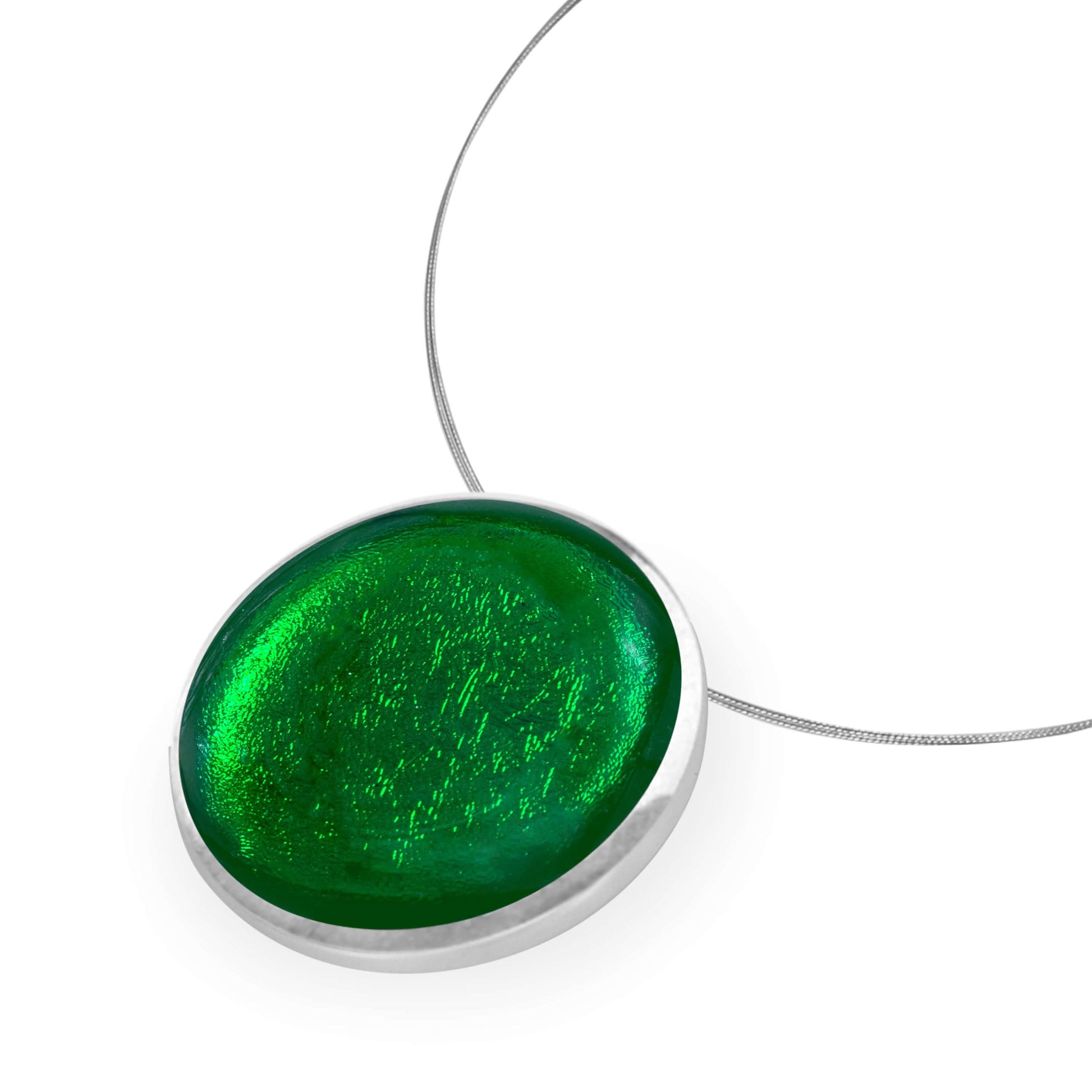 Emerald Aluminium Cabouchon Shiny Pendant | The Jewellery Stop