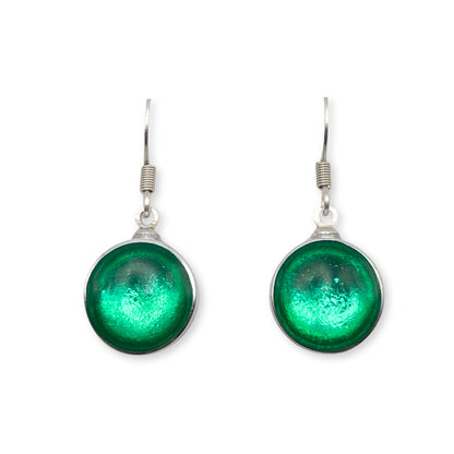 Mint Aluminium Cabouchon Shiny Fish Hook Earrings