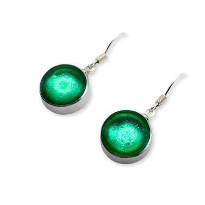 Mint Aluminium Cabouchon Shiny Fish Hook Earrings