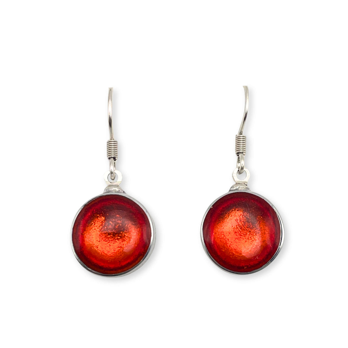 Orange Aluminium Cabouchon Shiny Fish Hook Earrings