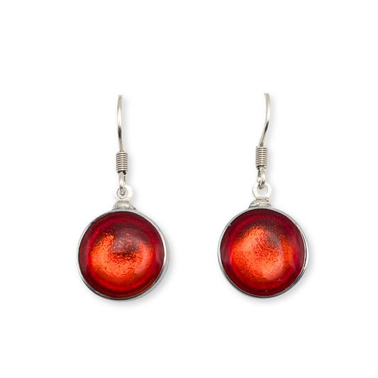 Orange Aluminium Cabouchon Shiny Fish Hook Earrings