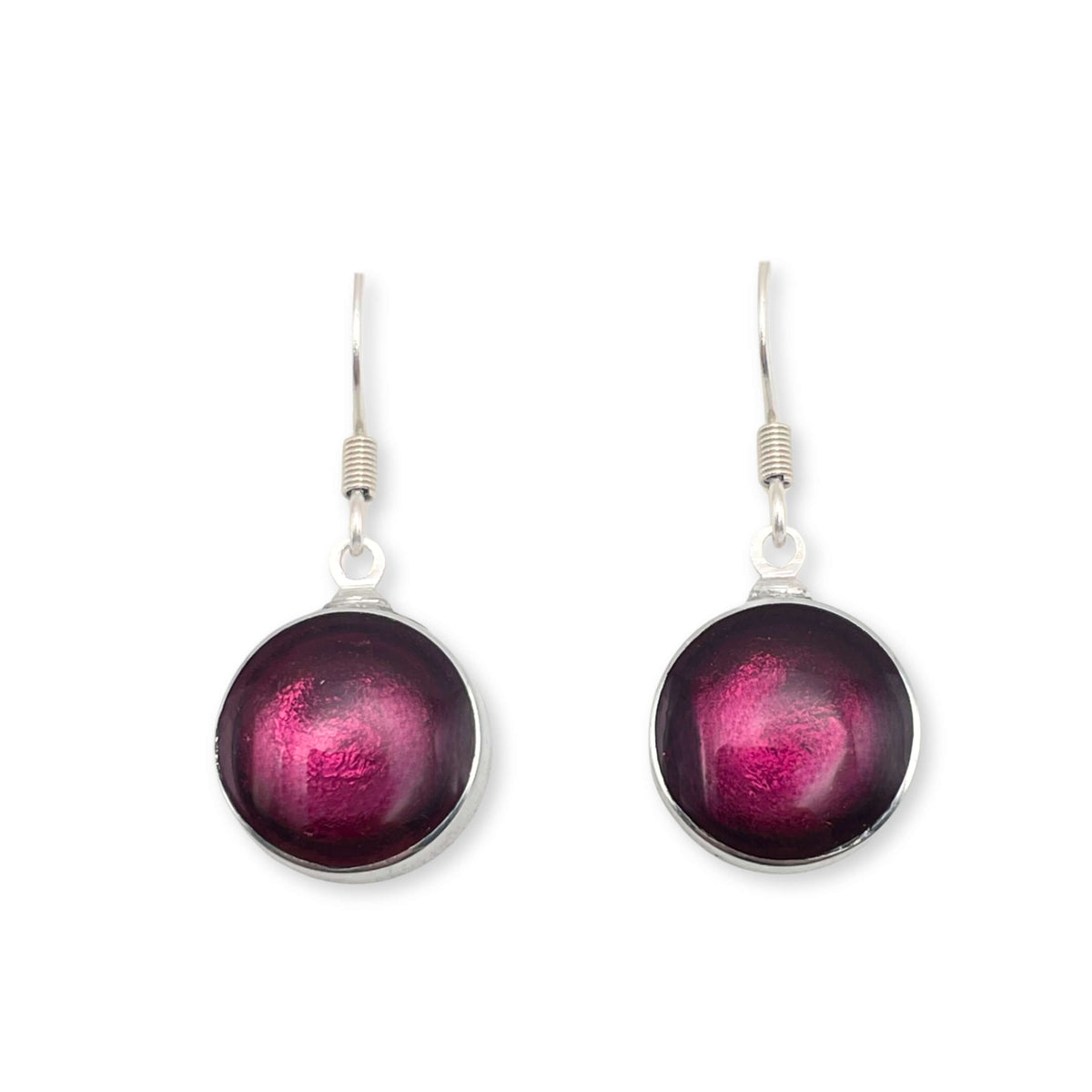 Peony Aluminium Cabouchon Shiny Fish Hook Earrings