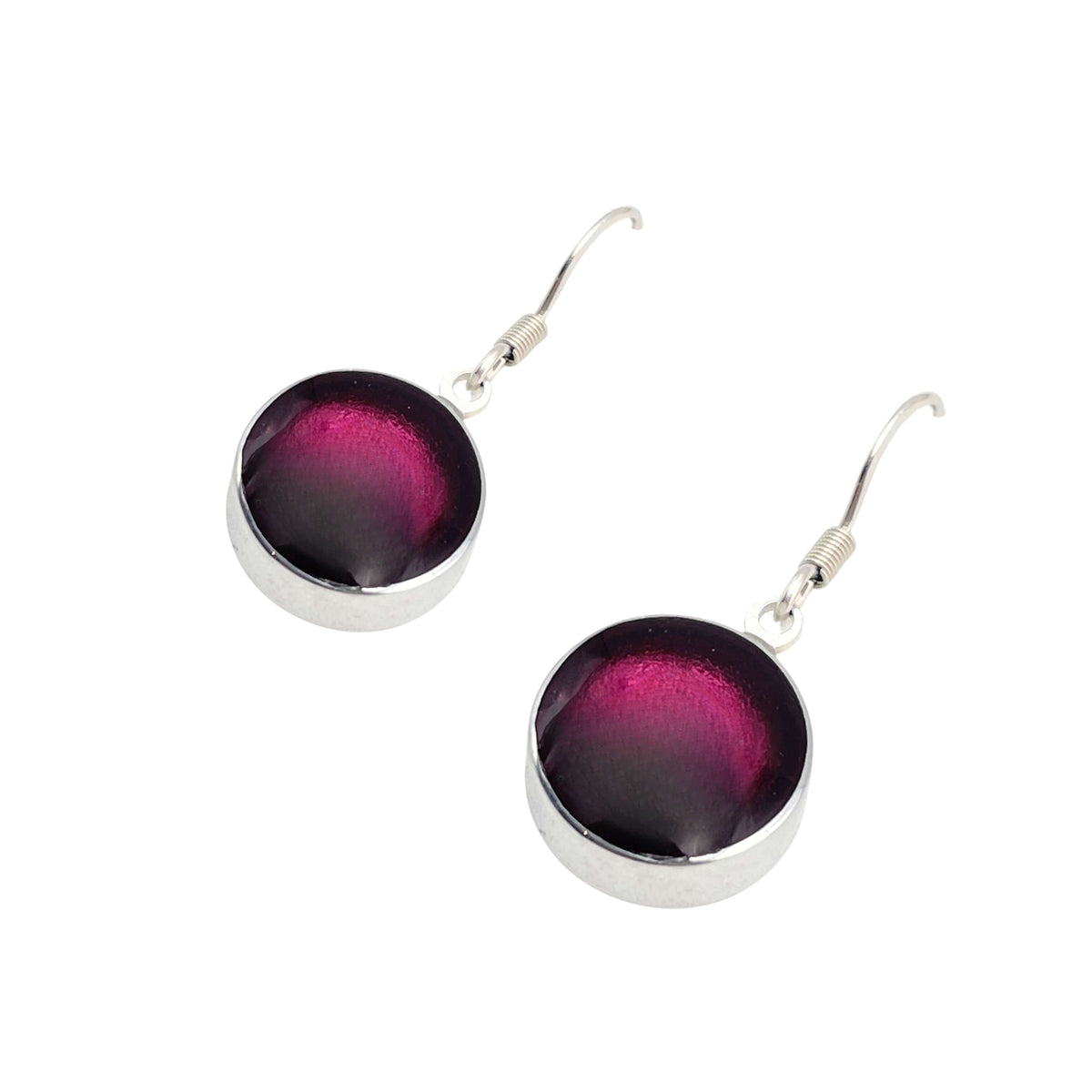 Peony Aluminium Cabouchon Shiny Fish Hook Earrings