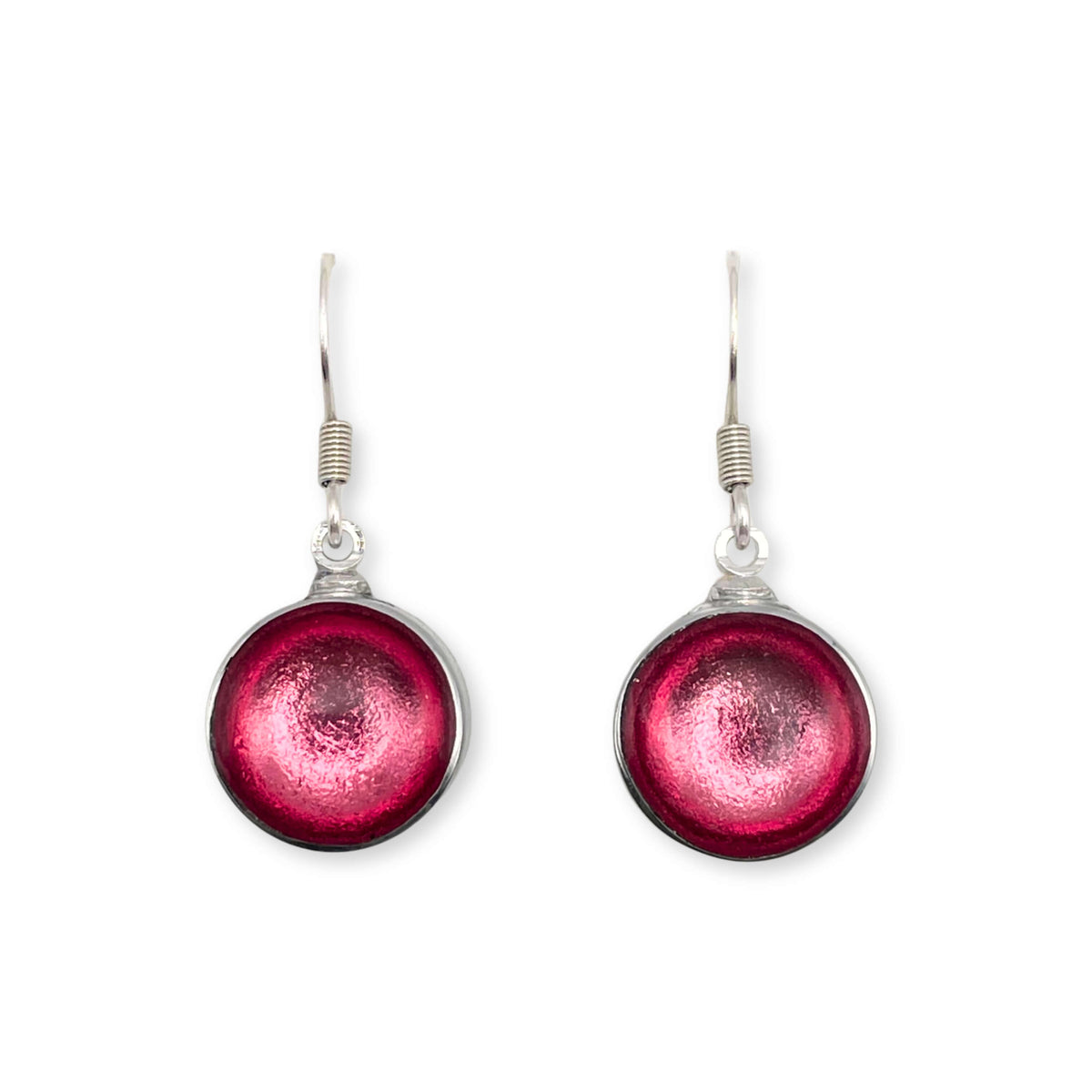 Rose Aluminium Cabouchon Shiny Fish Hook Earrings