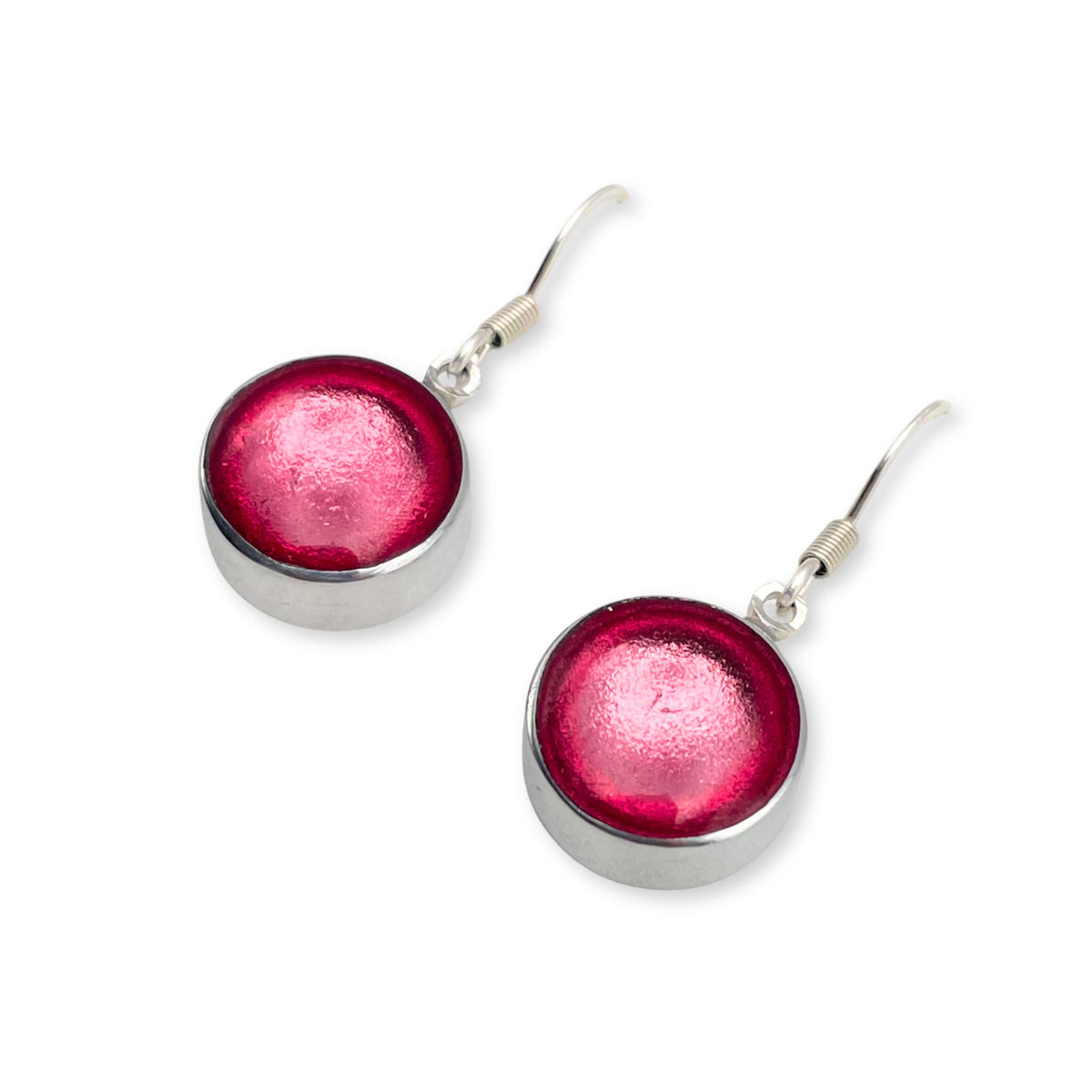 Rose Aluminium Cabouchon Shiny Fish Hook Earrings