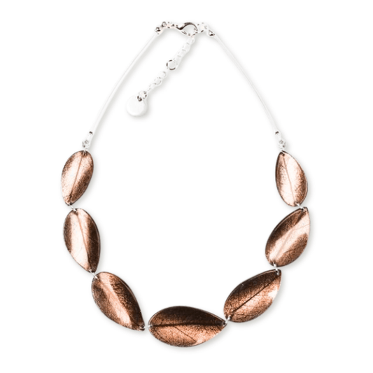 Gold Curved Leaf Shiny Necklace