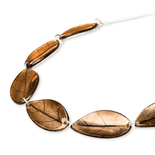 Gold Curved Leaf Shiny Necklace