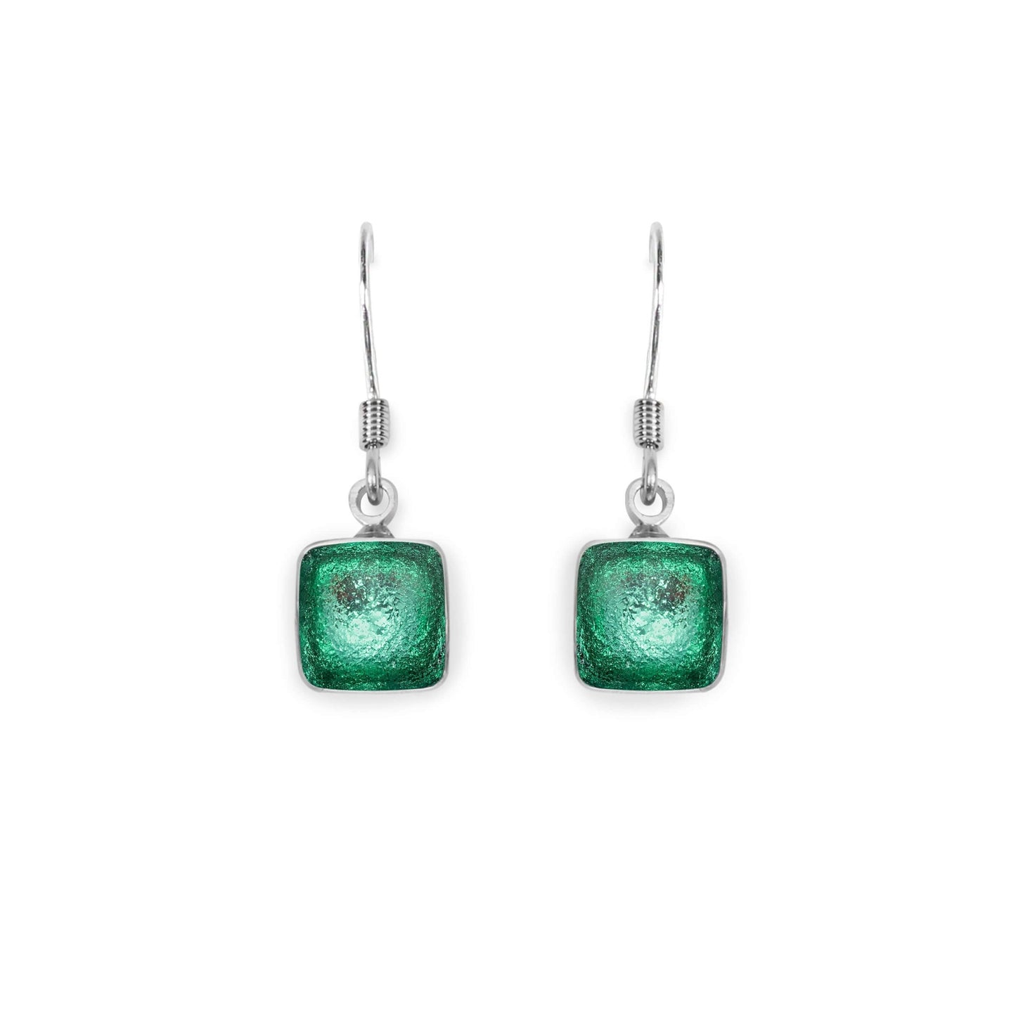 Morocco Aluminium Squares Shiny Small Fish Hook Earrings | The Jewellery Stop