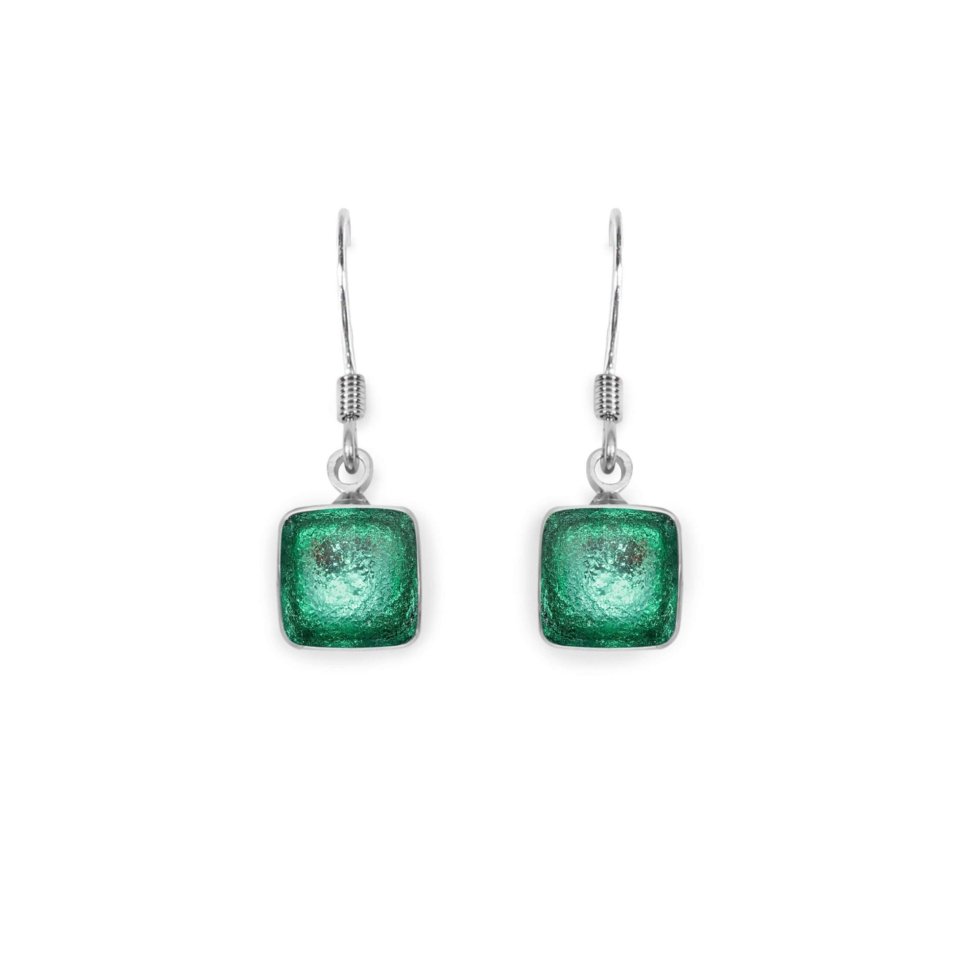Morocco Aluminium Squares Shiny Small Fish Hook Earrings | The Jewellery Stop