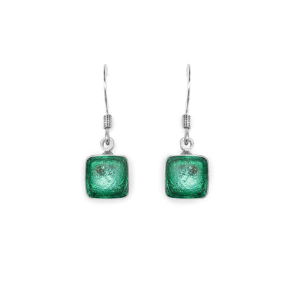 Morocco Aluminium Squares Shiny Small Fish Hook Earrings | The Jewellery Stop