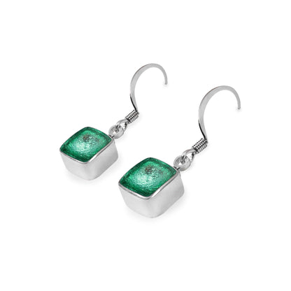 Morocco Aluminium Squares Shiny Small Fish Hook Earrings | The Jewellery Stop