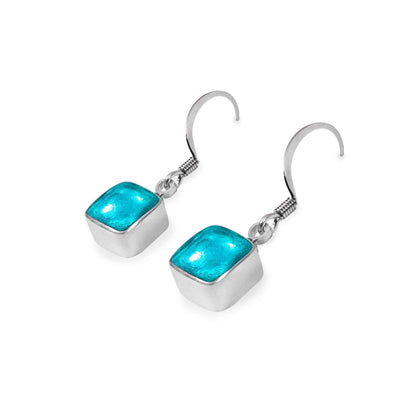 Neptune Aluminium Squares Shiny Small Fish Hook Earrings | The Jewellery Stop