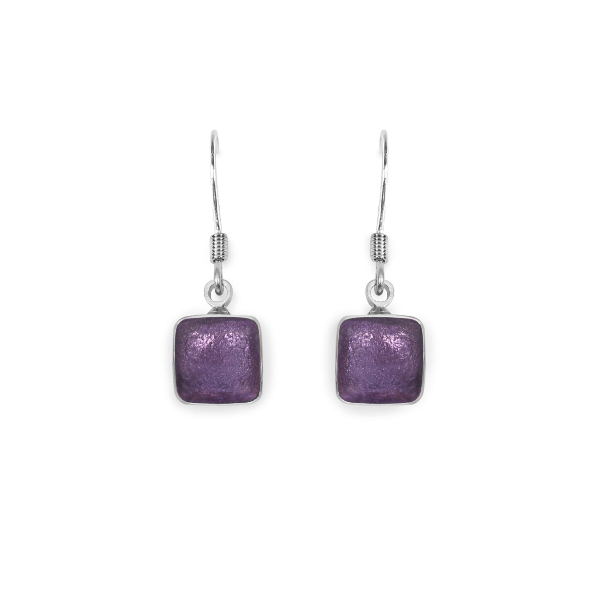 Nessie Aluminium Squares Shiny Small Fish Hook Earrings | The Jewellery Stop