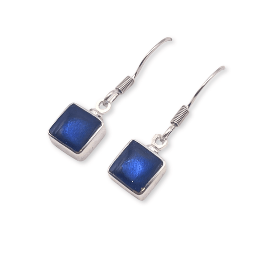 Atlantic Aluminium Squares Shiny Small Fish Hook Earrings | The Jewellery Stop