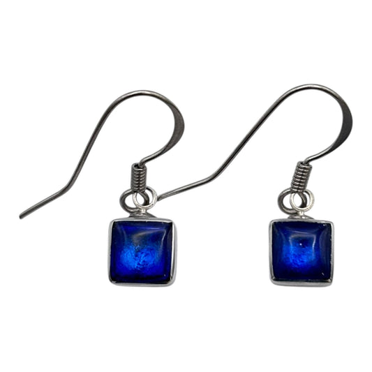 Azure Aluminium Squares Shiny Small Fish Hook Earrings | The Jewellery Stop
