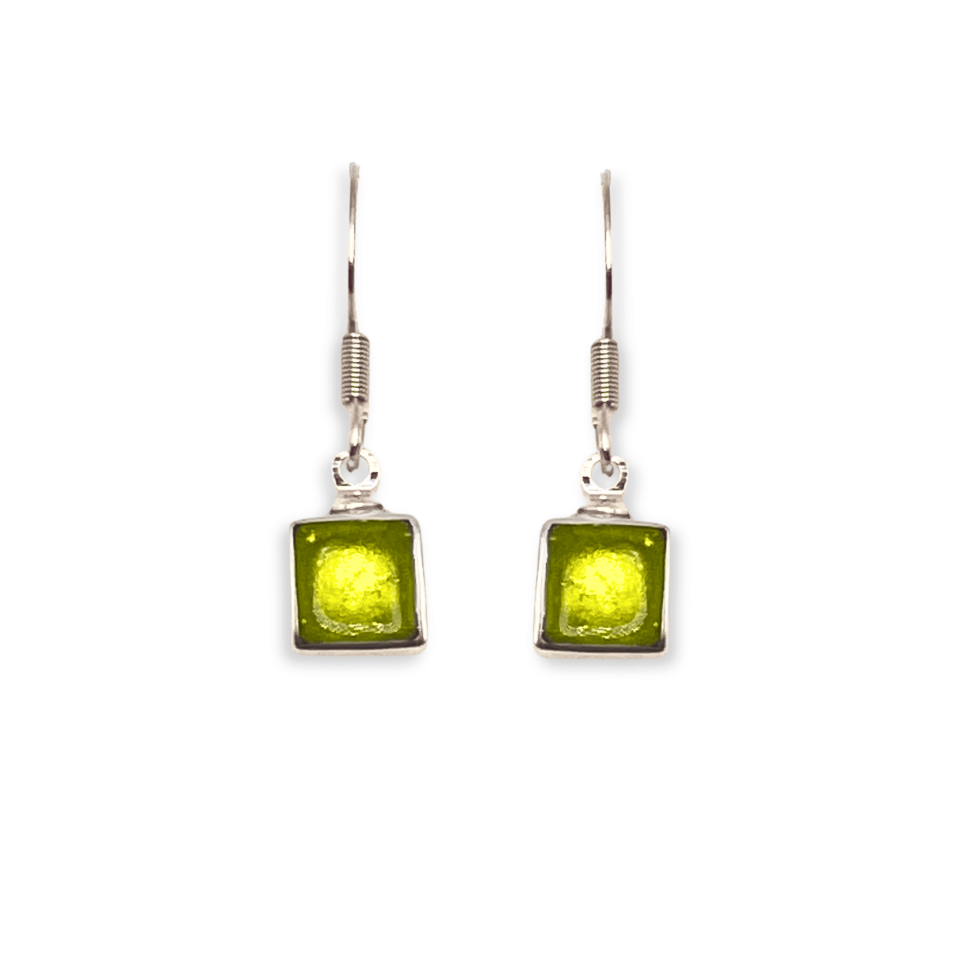 Citrus Aluminium Squares Shiny Small Fish Hook Earrings | The Jewellery Stop