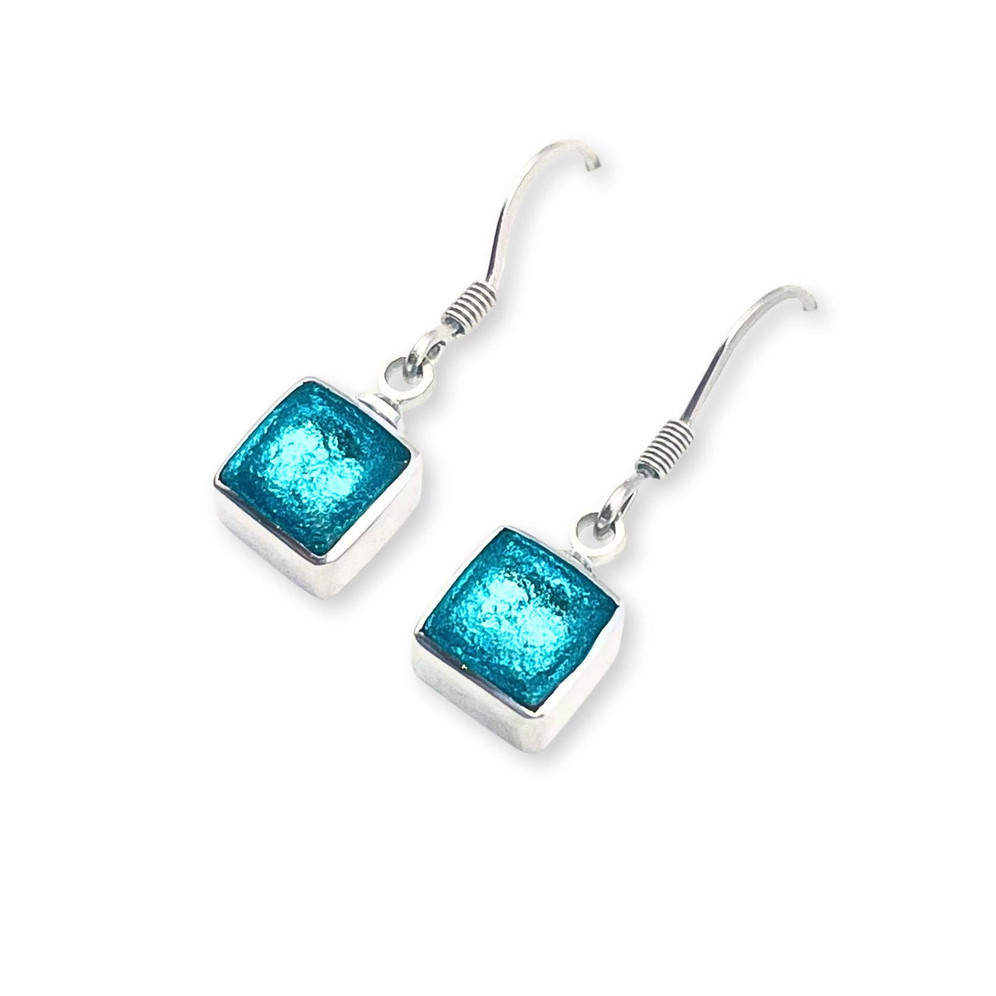 Fjord Aluminium Squares Shiny Small Fish Hook Earrings