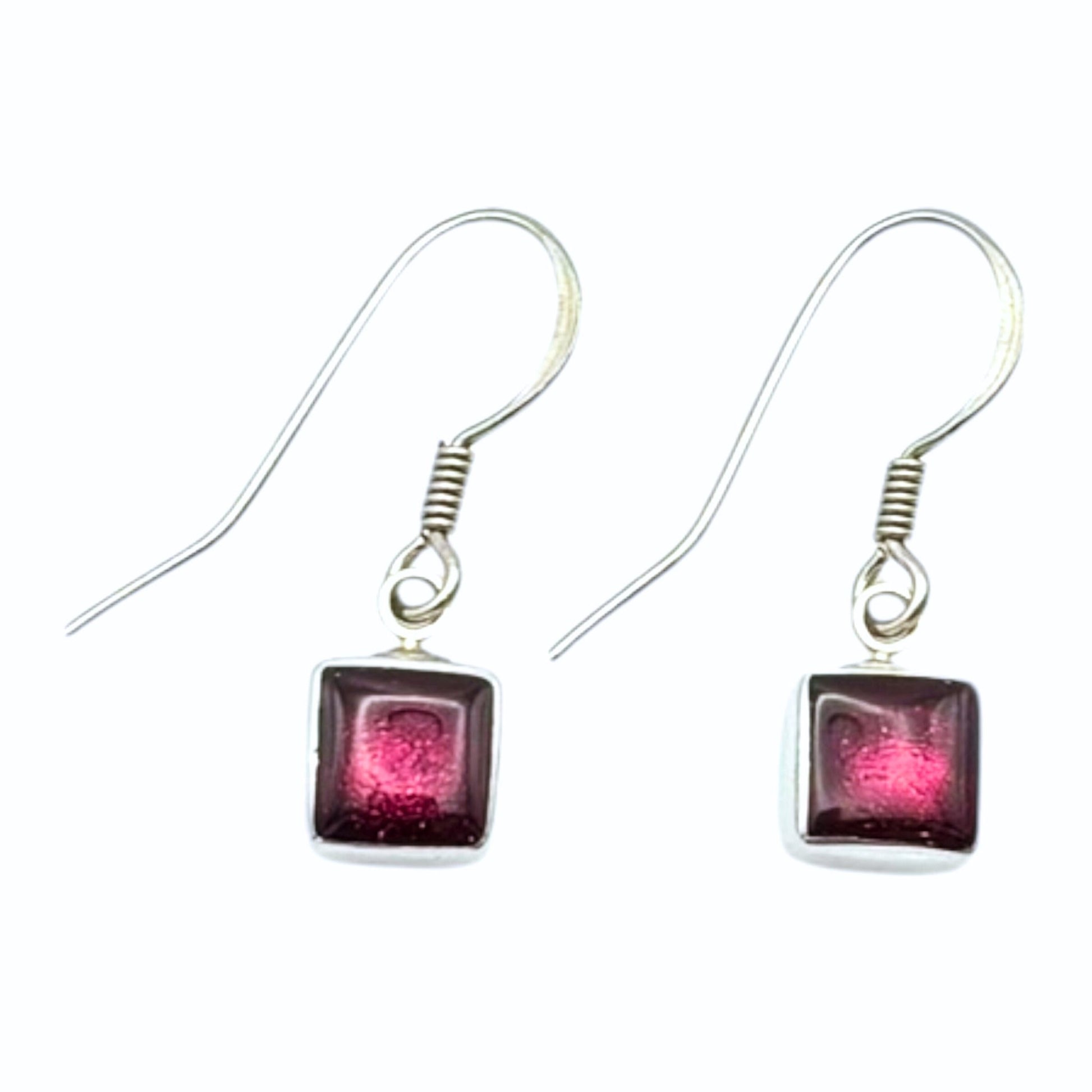 Peony Aluminium Squares Shiny Small Fish Hook Earrings | The Jewellery Stop