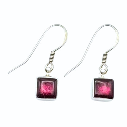 Peony Aluminium Squares Shiny Small Fish Hook Earrings | The Jewellery Stop