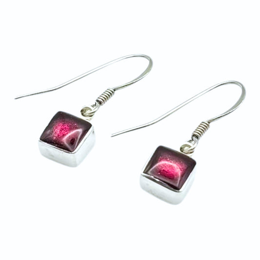 Peony Aluminium Squares Shiny Small Fish Hook Earrings | The Jewellery Stop