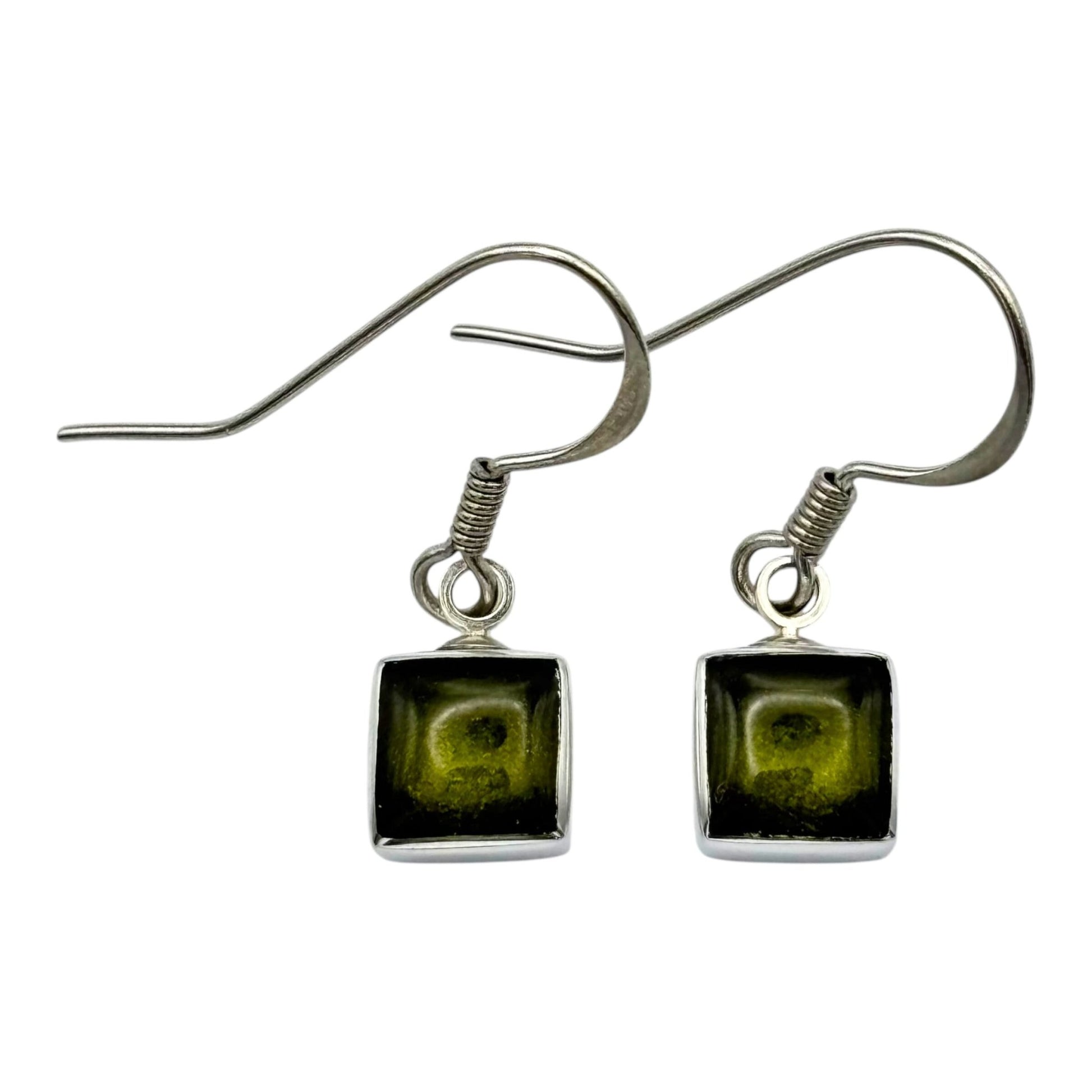 Pistachio Aluminium Squares Shiny Small Fish Hook Earrings | The Jewellery Stop