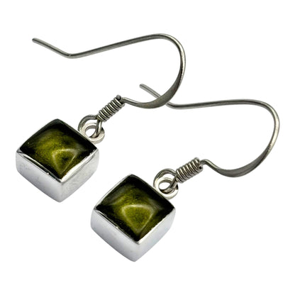 Pistachio Aluminium Squares Shiny Small Fish Hook Earrings | The Jewellery Stop