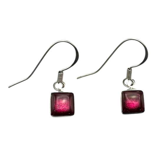 Tropical Aluminium Squares Shiny Small Fish Hook Earrings