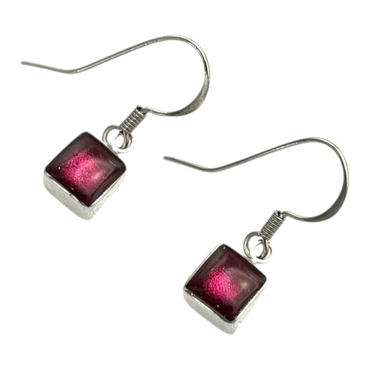 Tropical Aluminium Squares Shiny Small Fish Hook Earrings