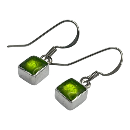 Zest Aluminium Squares Shiny Small Fish Hook Earrings | The Jewellery Stop