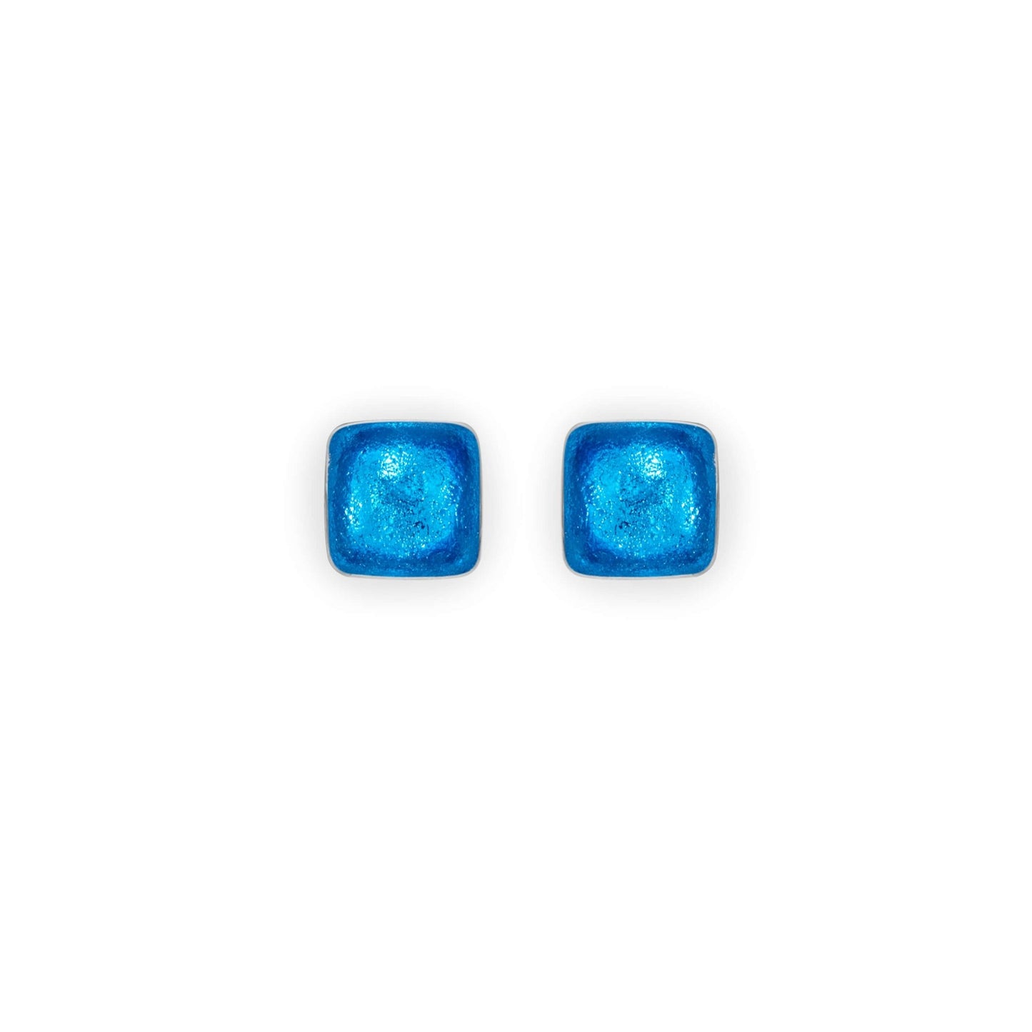 Aurora Aluminium Squares Shiny Small Stud Earrings | The Jewellery Stop