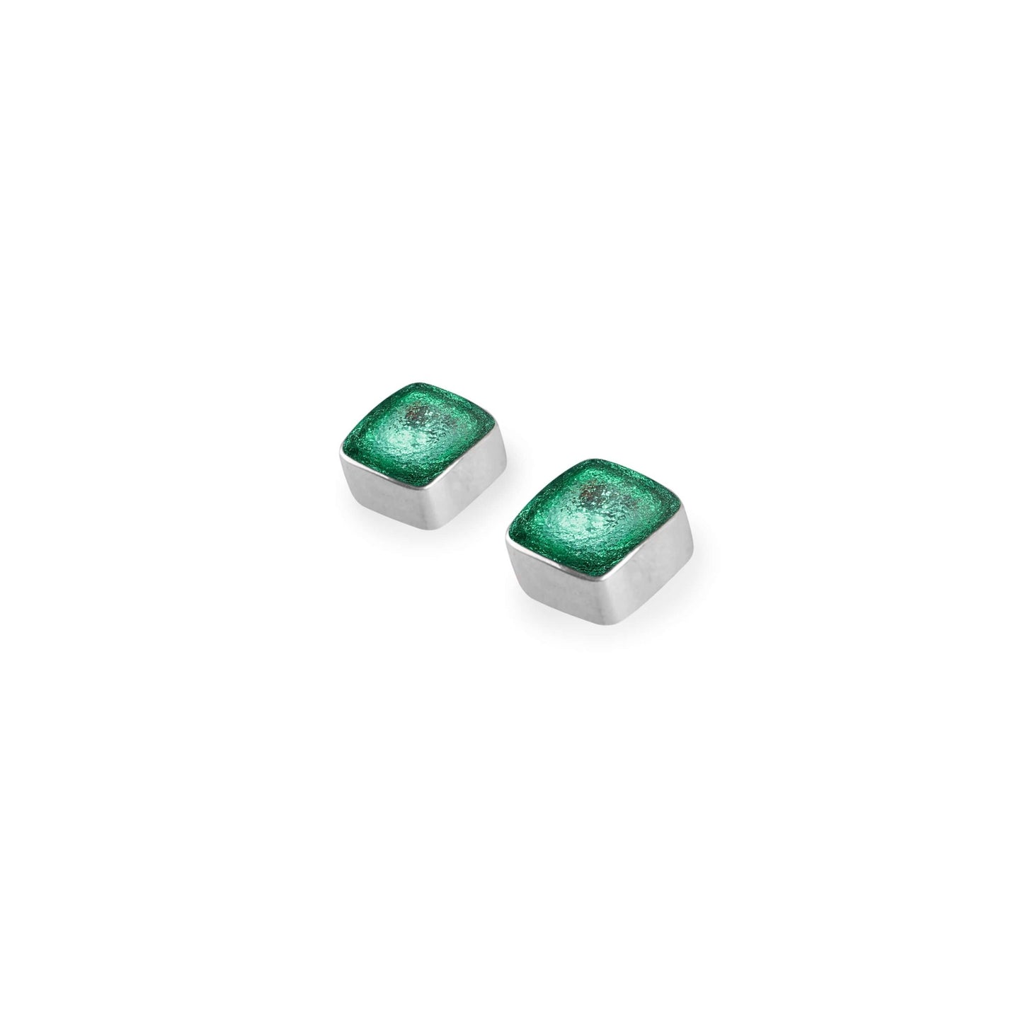 Morocco Aluminium Squares Shiny Small Stud Earrings | The Jewellery Stop