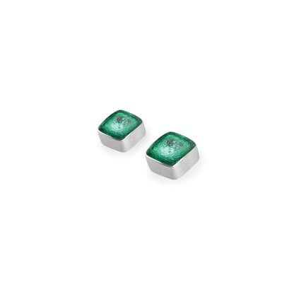 Morocco Aluminium Squares Shiny Small Stud Earrings | The Jewellery Stop