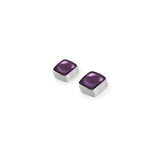 Nessie Aluminium Squares Shiny Small Stud Earrings | The Jewellery Stop