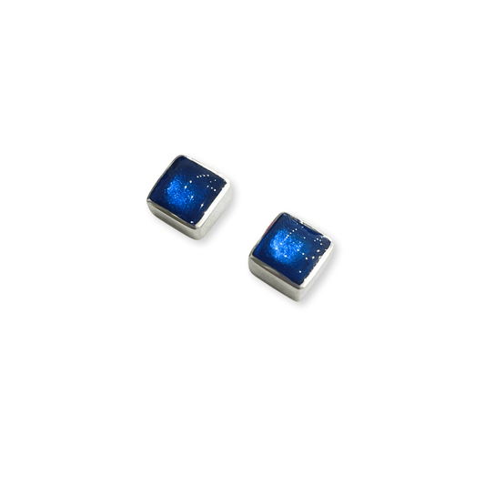 Atlantic Aluminium Squares Shiny Small Stud Earrings