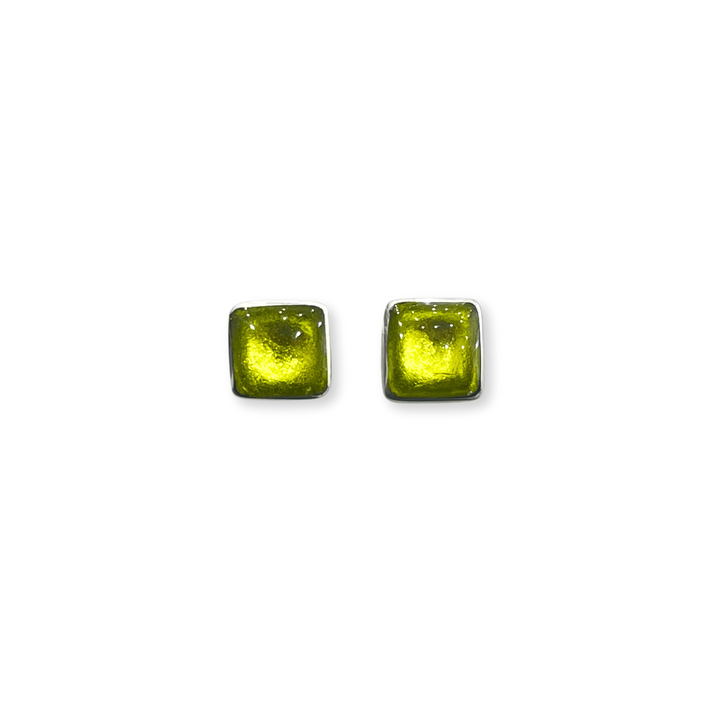 Citrus Aluminium Squares Shiny Small Stud Earrings