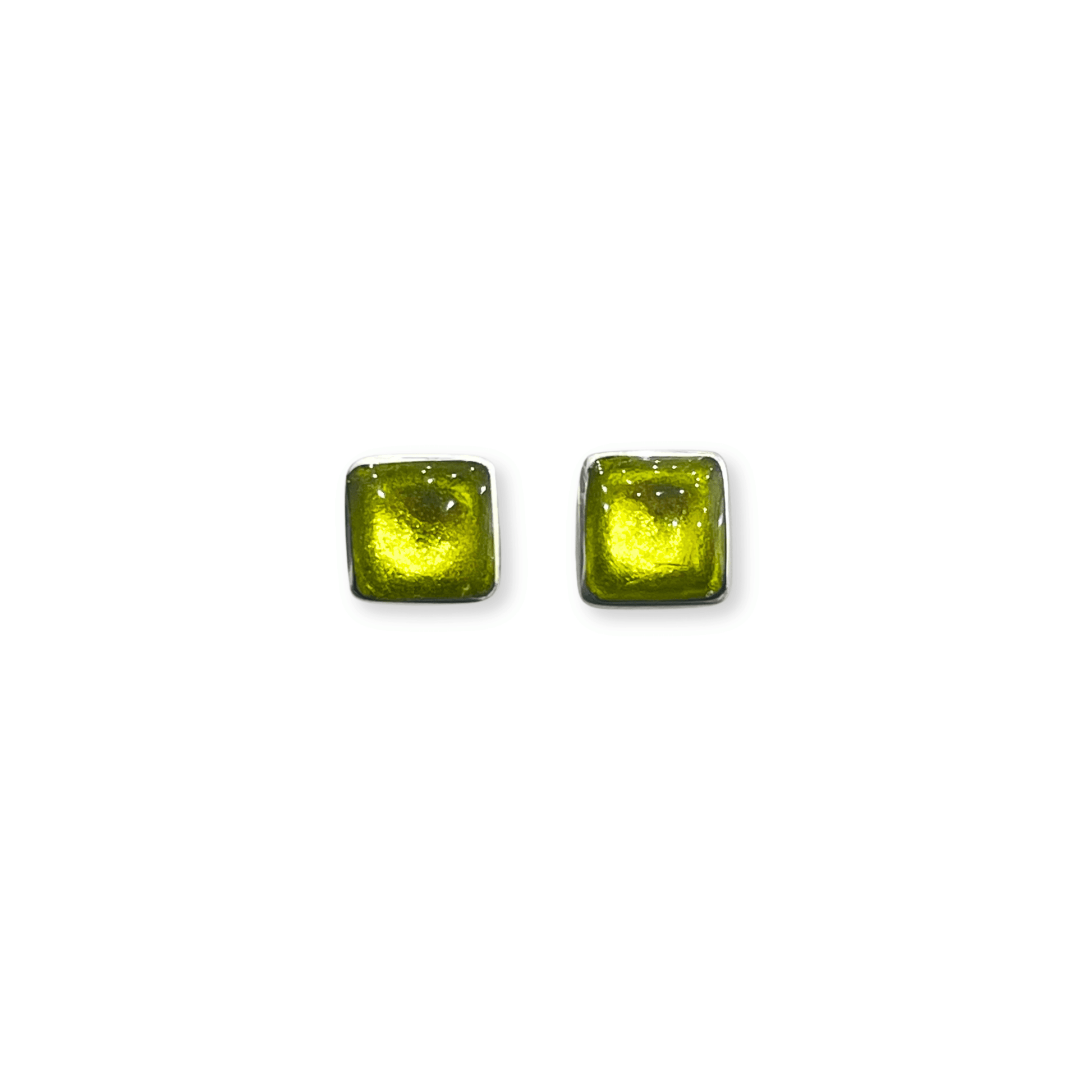 Citrus Aluminium Squares Shiny Small Stud Earrings