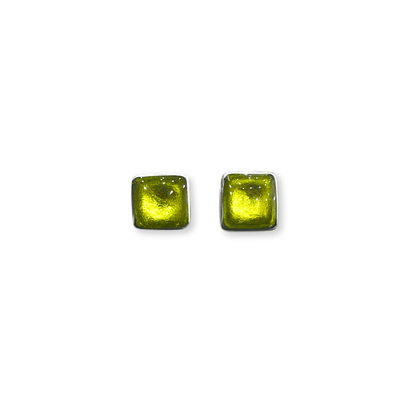 Citrus Aluminium Squares Shiny Small Stud Earrings