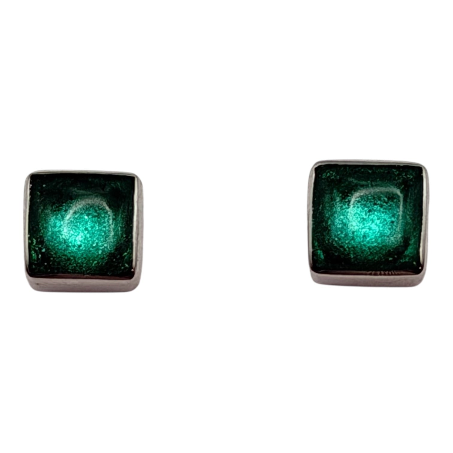 Crystal Aluminium Squares Shiny Small Stud Earrings | The Jewellery Stop