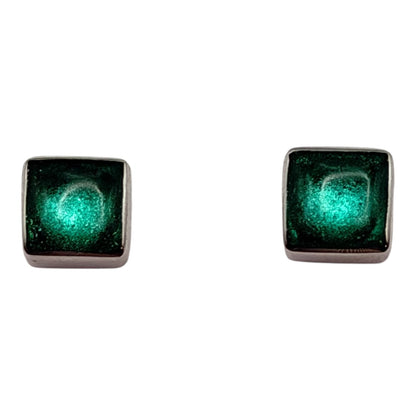 Crystal Aluminium Squares Shiny Small Stud Earrings | The Jewellery Stop