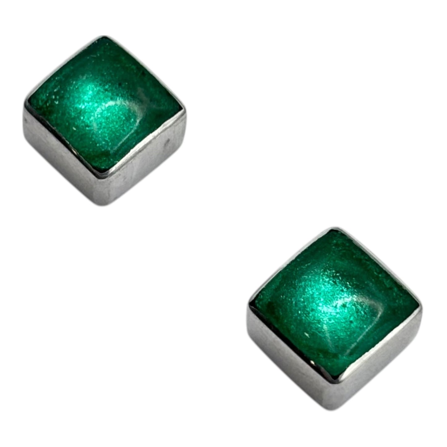 Crystal Aluminium Squares Shiny Small Stud Earrings | The Jewellery Stop