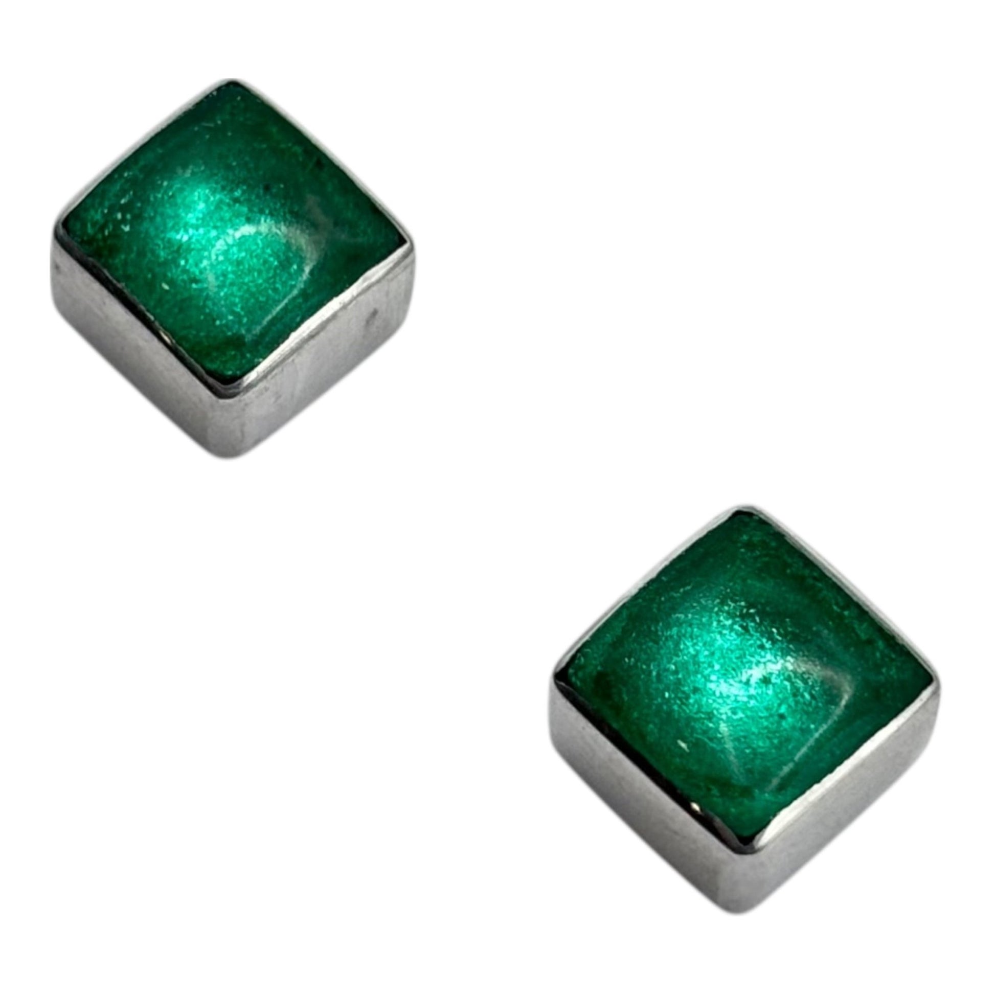 Crystal Aluminium Squares Shiny Small Stud Earrings | The Jewellery Stop