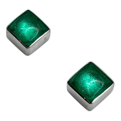 Crystal Aluminium Squares Shiny Small Stud Earrings | The Jewellery Stop