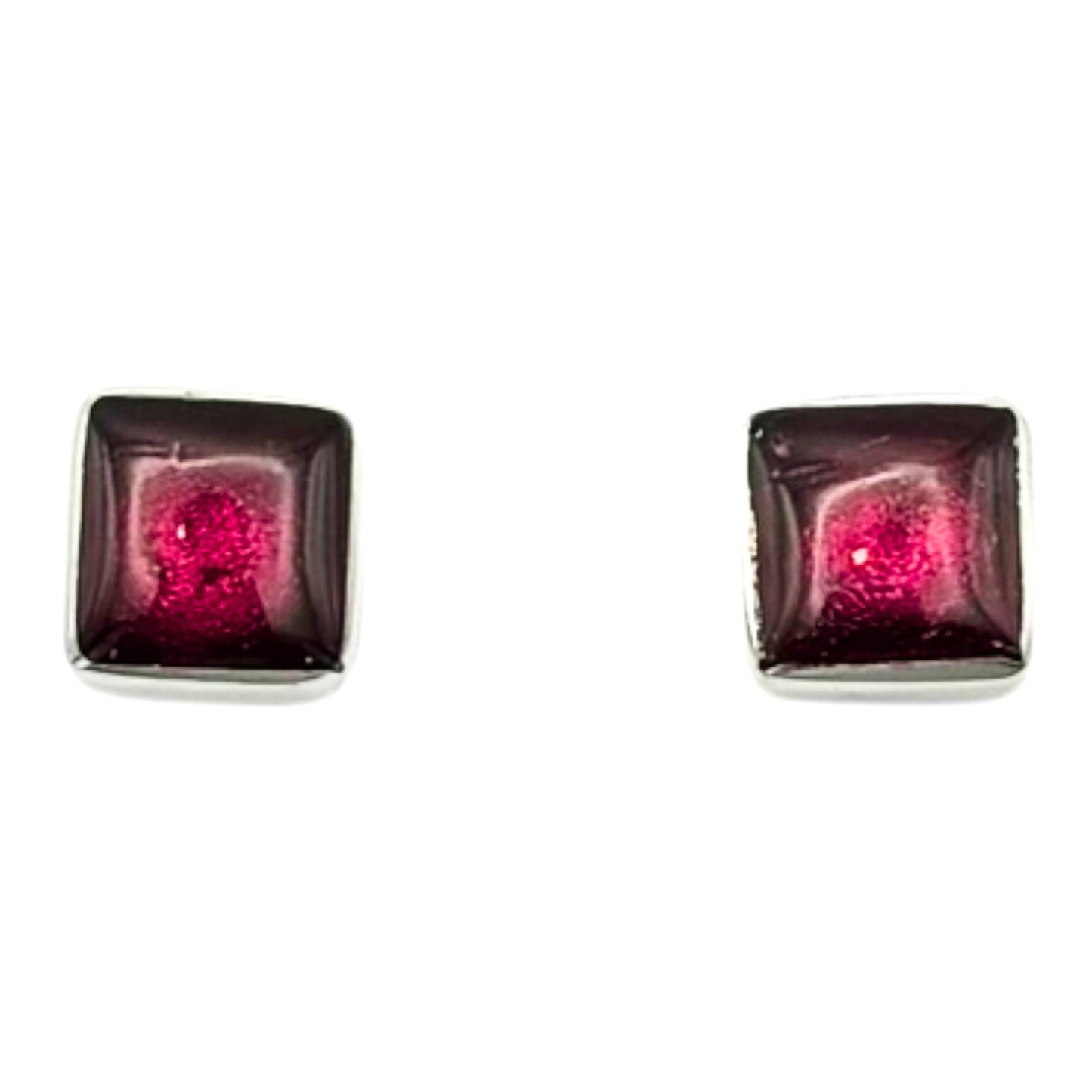 Peony Aluminium Squares Shiny Small Stud Earrings | The Jewellery Stop