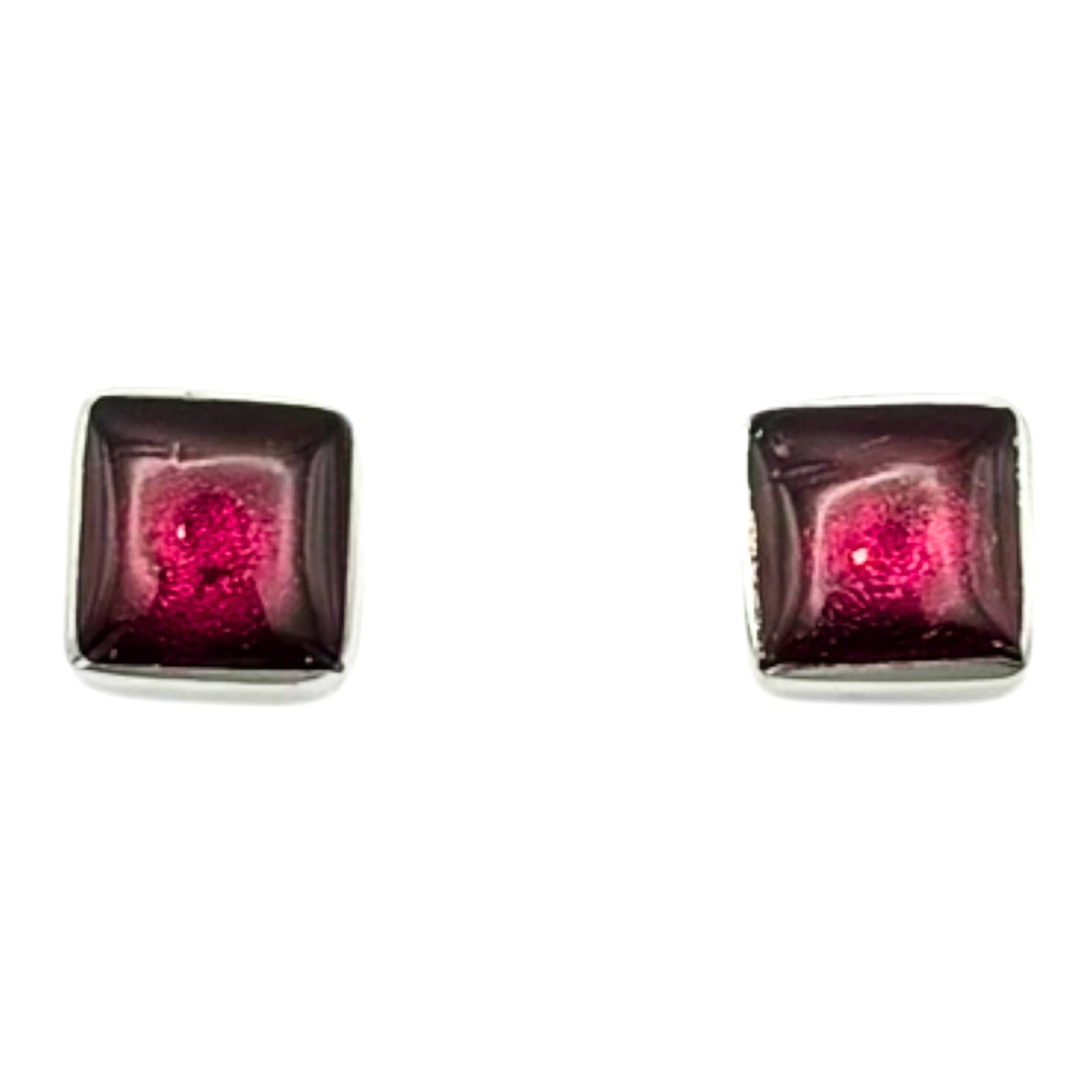 Peony Aluminium Squares Shiny Small Stud Earrings | The Jewellery Stop