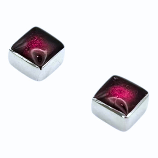 Peony Aluminium Squares Shiny Small Stud Earrings | The Jewellery Stop
