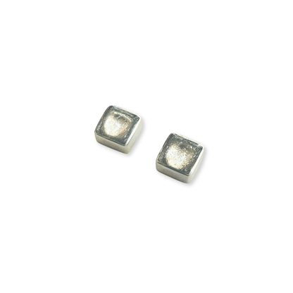 Silver Aluminium Squares Shiny Small Stud Earrings