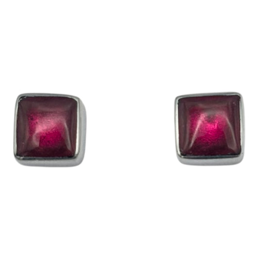 Tropical Aluminium Squares Shiny Small Stud Earrings