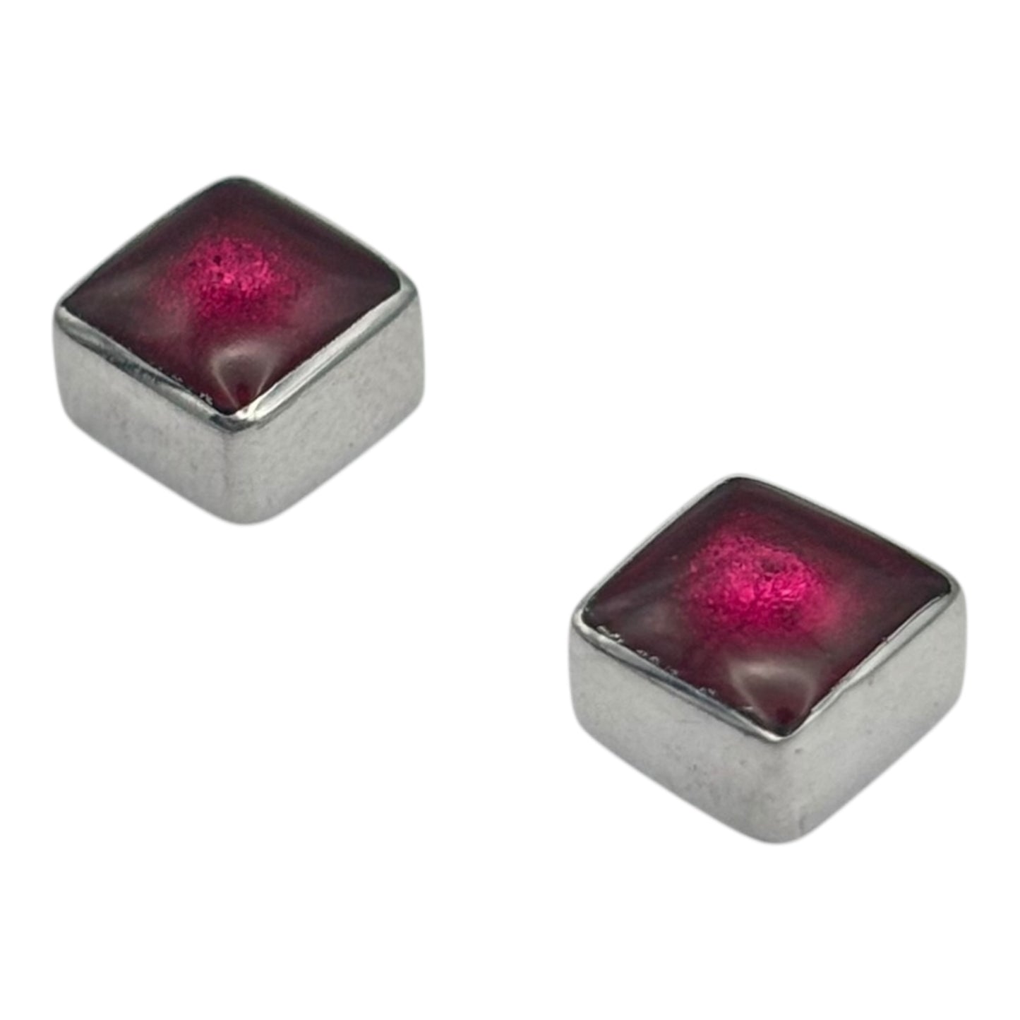 Tropical Aluminium Squares Shiny Small Stud Earrings