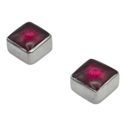 Tropical Aluminium Squares Shiny Small Stud Earrings