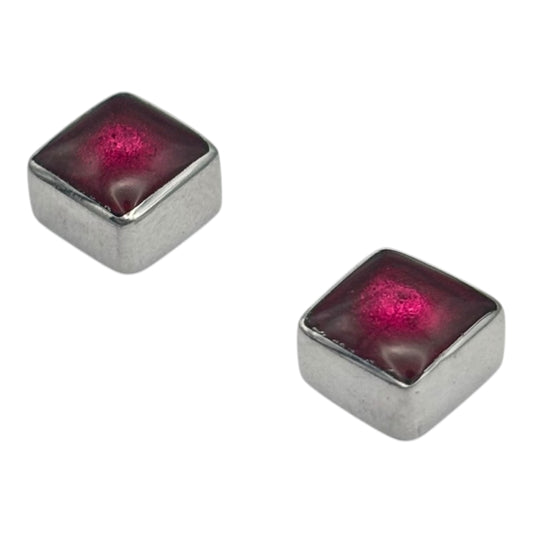 Tropical Aluminium Squares Shiny Small Stud Earrings